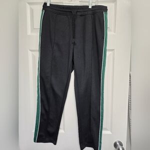 Original Use Black Joggers with Green and White Stripes